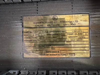 Romarsh Transformer 20 kva 3PT20.0/5B H 208 220 440 380 415 460 480