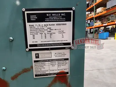 Used W.F. WELLS _UNKNOWN_ Horizontal Band Saws Michigan US | Vander Ziel Machinery Sales #482869