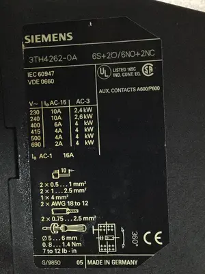 Used SIEMENS 3TH4262-0A PLC Contactors | Ideal Machinery #619932
