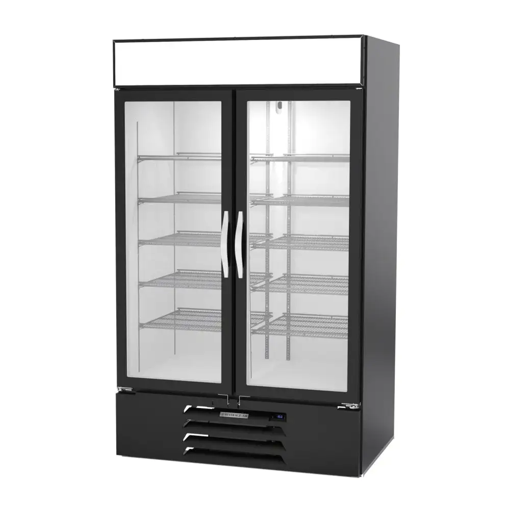 Beverage-Air MMF44HC-1-B-IQ 47" Two Section Display Freezer W/ Swing Doors - Bottom Mount Compressor, Black, 115v