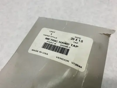 20438-T | Straight Flute Hand Tap M20x1.50 Taper D6 Bright High Speed Steel 4-Flu - New Other