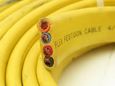 Festoon Cable Outdoor E60362H Multi-Conductor Flat Cable 4 Wire 10AWG 600V 30'