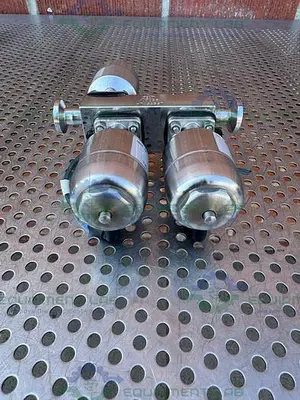 USED LOT OF 3 - GEMU 9650 8Z 20T1 4-WAY DIAPHRAGM VALVE W/ 1/2" SANITARY FITTING