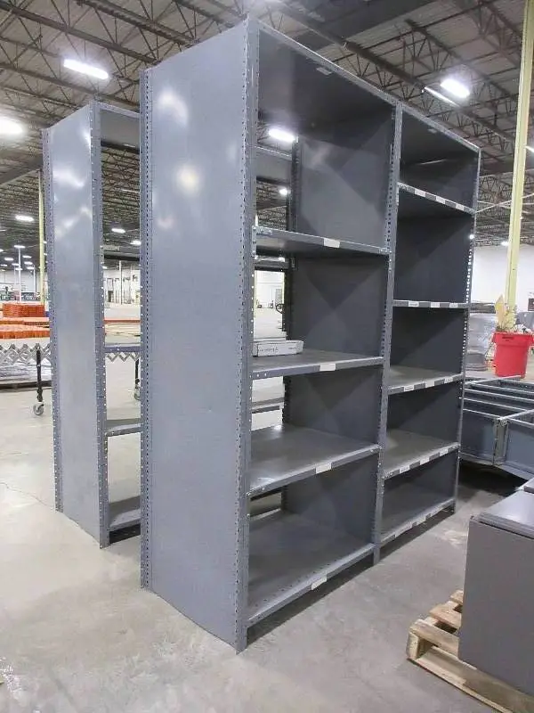 GRAY METAL SHELVING UNITS- DOUBLE WIDE