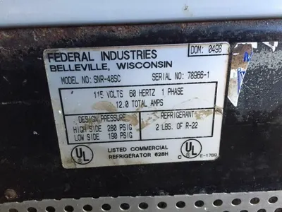 75-0250 Federal Industries Self Contained Full Service Bakery Cooler SNR-48SC