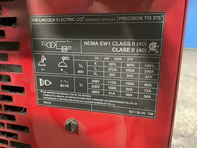 Used LINCOLN ELECTRIC PRECISION TIG 375 Tig Welders Ohio US | HGR 24 #1487125