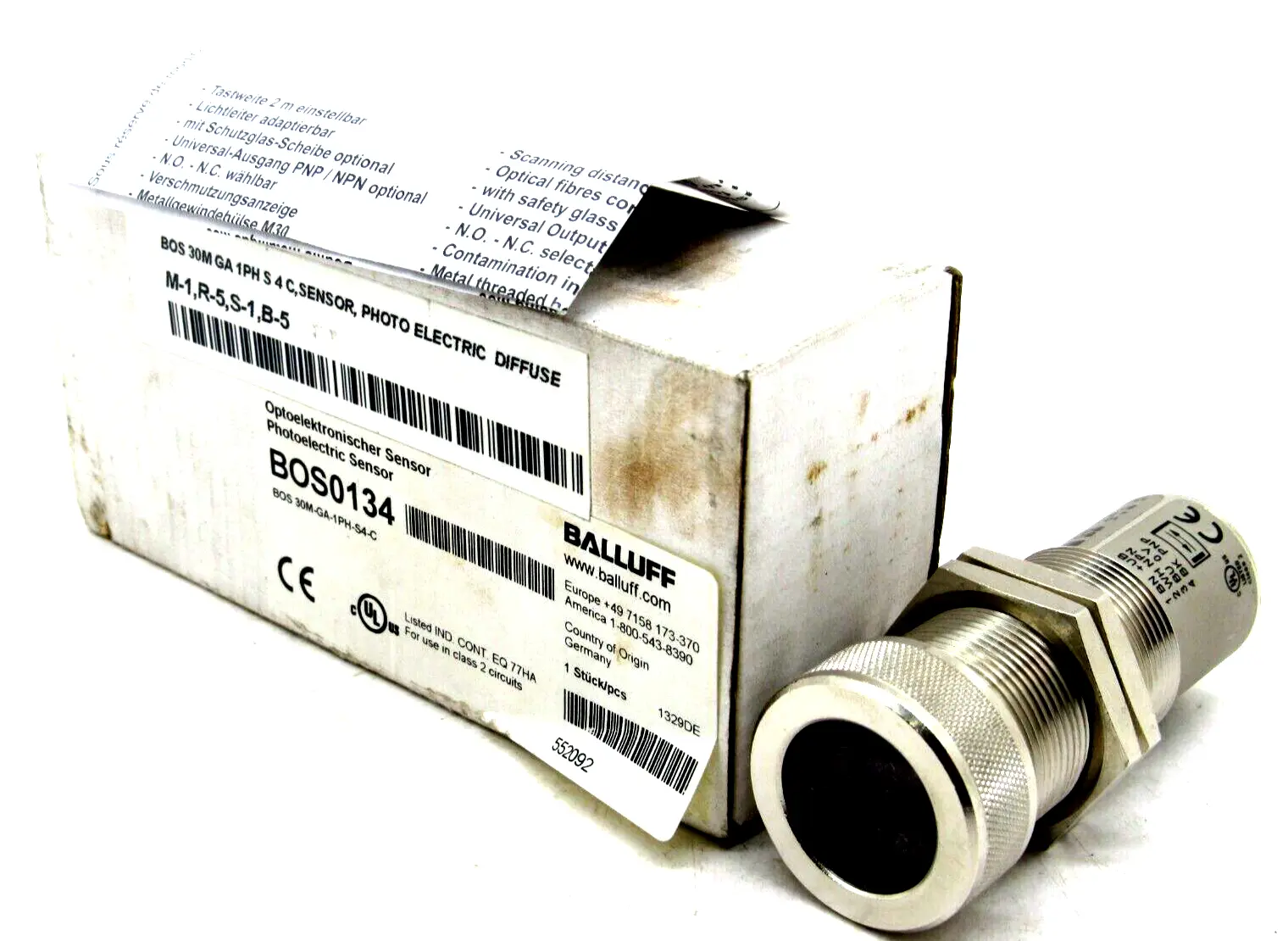 NEW BALLUFF BOS 30M-GA-1PH-S4-C PHOTOELECTRIC SENSOR BOS0134 BOS30MGA1PHS4C