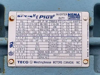 USED TECO-WESTINGHOUSE PDH10004TE5N
