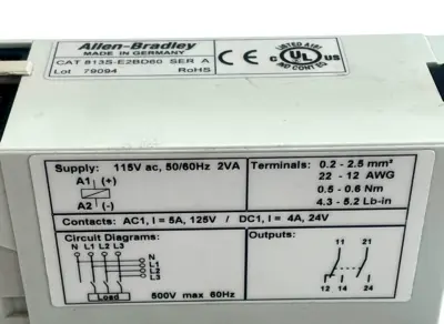 A / B 813S-E2BD60 PHASE MONITOR SER. A 115V 50/60HZ NEW, SURPLUS