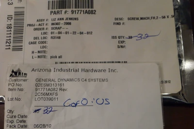 NEW Flat Head Screws 91771A082
