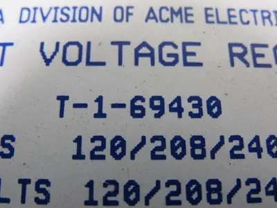 Acme T-1-69430 .250KVA  Constant Voltage Transformer 120-480V Pri 120-240 V Sec