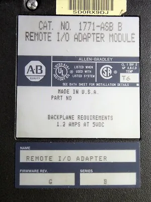 Allen Bradley 1771-ASB/B PLC-5 Remote I/O Adapter Module FW Rev. G Used