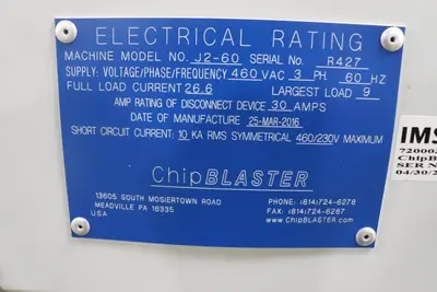 Used 2016 CHIPBLASTER J2-60 High Pressure Coolant Systems Georgia US | The Equipment Hub #1181341