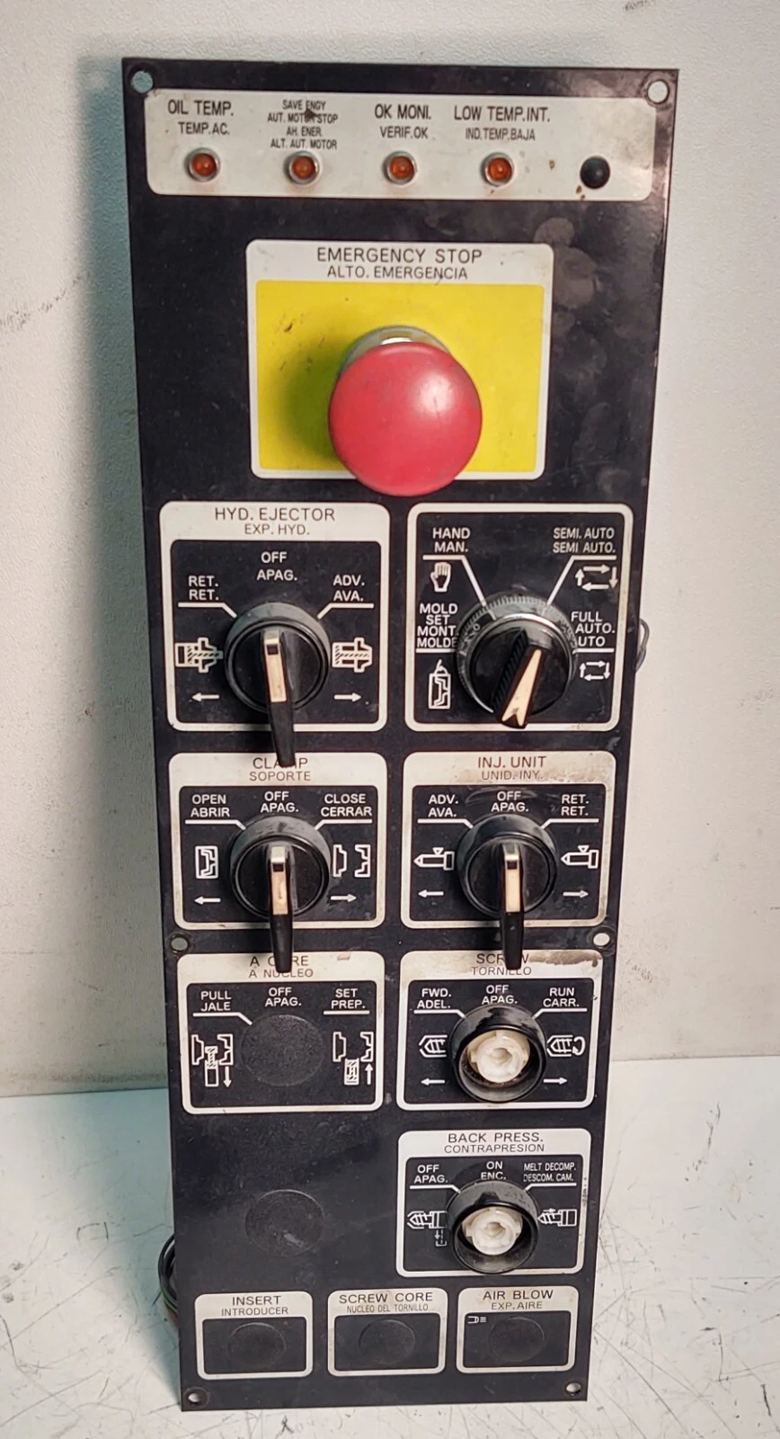 Mitsubishi MJ-2 Plastic Injection Molding Machine Operator Control Switch Panel