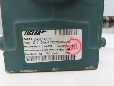Reliance P14H1448H Gearmotor 20:1 Tigear Reducer 88rpm 1Hp 230/460V 143TC LH