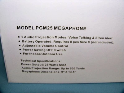 MG Electronics 25 Watt Indoor/Outdoor Megaphone PGM25 - NEW IN BOX