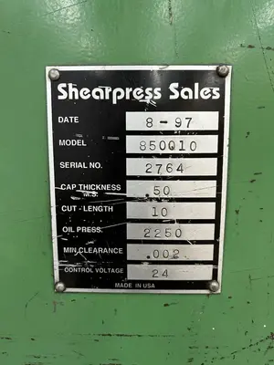 Used 1997 ACCURSHEAR 850010 Power Squaring Shears (Inch) Georgia US | The Equipment Hub #1083138