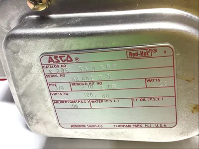 Asco K2063806RF Red Hat Solenoid & Air Operated Valve 3/8″ NPT 120V 60Hz 20Watts