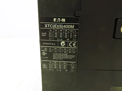 Eaton XTCE400M Motor Starter Contactor 600V 3Ph 400A 400Hp 120V Coil 2 NO + 2 NC