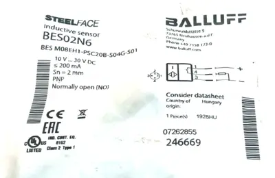 NEW BALLUFF BES02N6 INDUCTIVE SENSOR BES M08EH1-PSC20B-S04G-S01