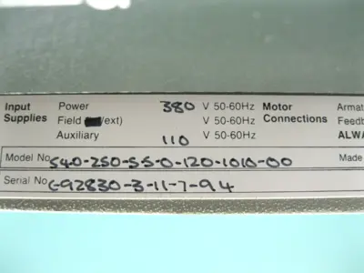USED EuroTherm Drives 540-250-S-S-0-120-1010-00
