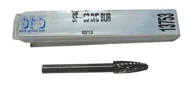 SGS 3/16" Carbide Burr SF-53 Double Cut Tree Shape with Radius End 1/8" Shank USA