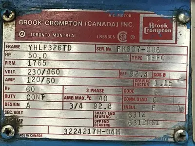 USED BROOK CROMPTON 3224217H-04M