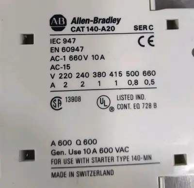 Allen Bradley 140-A20 Auxiliary Contact Block Contactor Loc4D7