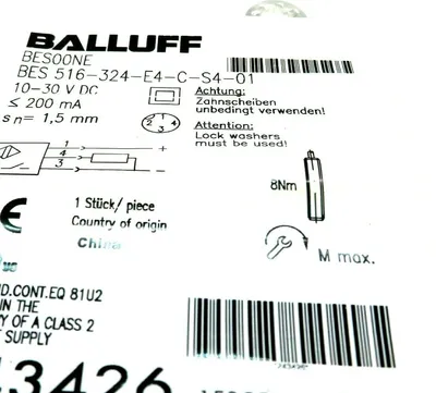 NEW BALLUFF BES 516-324-E4-C-S4-01 INDUCTIVE SENSOR BES00NE BES516324E4CS401