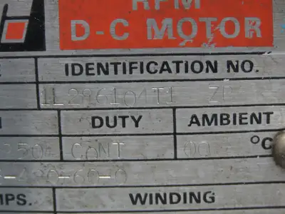 Reliance RPM D-C DC Motor 10Hp 1750/1950 RPM 120/240V L219AT w/Tachometer