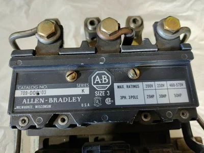 ALLEN-BRADLEY 709-D0B103 SERIES K SIZE 3 71A86 3 POLE UNIT 120V coil