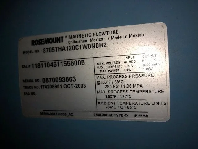 3" Rosemount Magntic Flowtube Model 8705TSA030C1M0N5 New Storeroom Spare