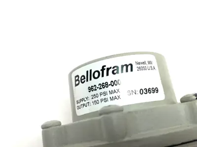 USED BELLOFRAM PRESSURE REGULATOR 250PSI SUPPLY, 150PSI OUTPUT