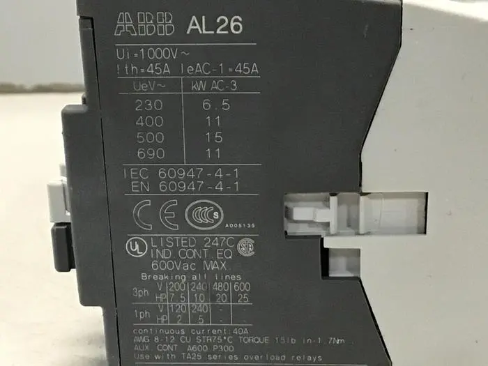 Used ABB AL26-30-10 PLC Contactors | Ideal Machinery #624028