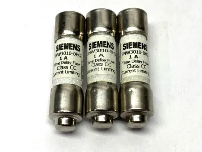 USED SIEMENS SENTRON TIME DELAY FUSE CLASS CC 600V 1A LOT OF 3