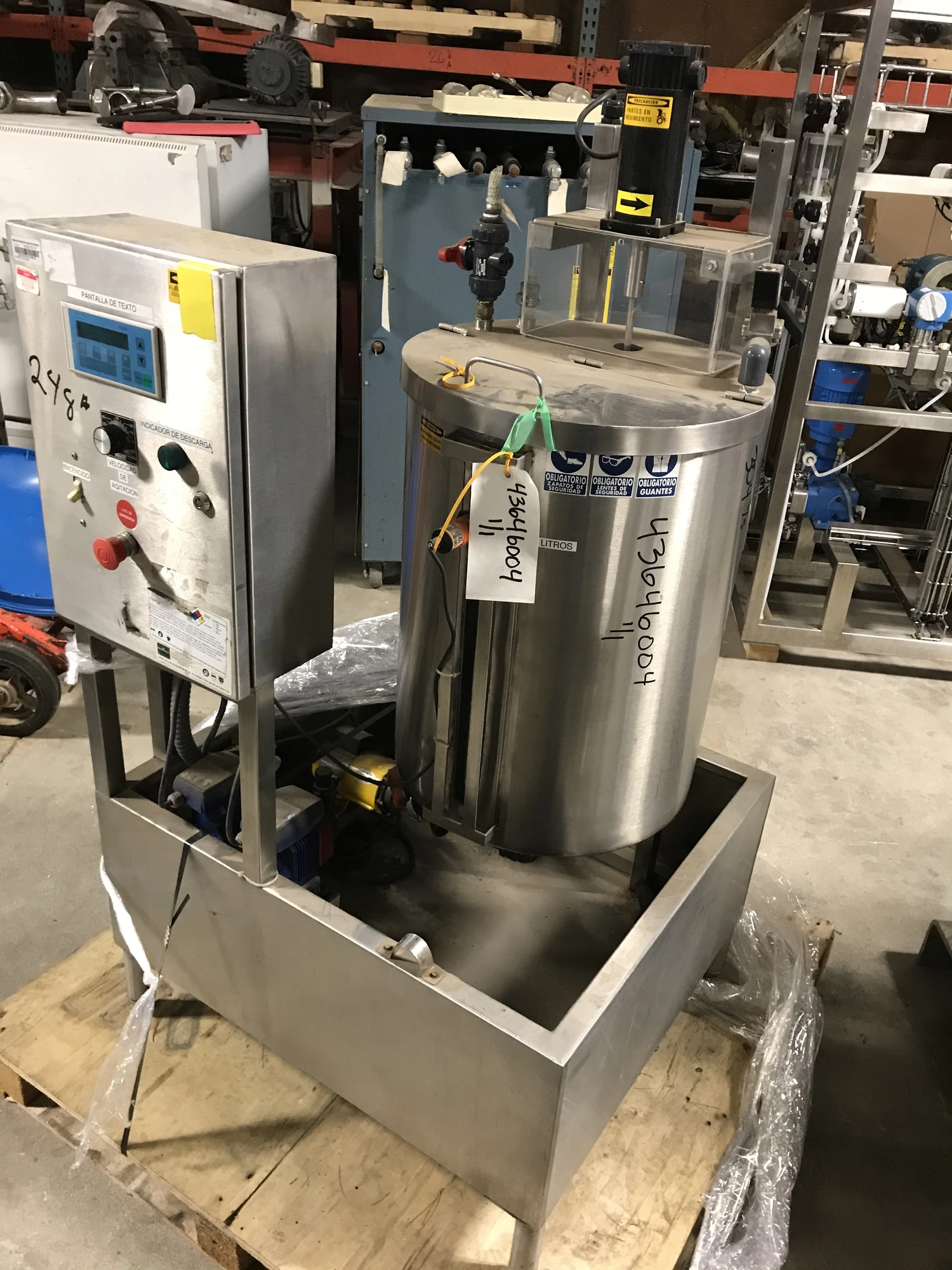 Used approximately 25 gallon stainless steel mix tank