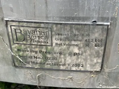 Used Bavarian Brewery Technologies K30 Brew Tank – 42.2 BBL, 304 Stainless Steel