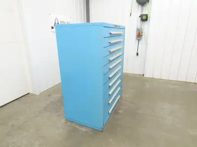 Nu-Era Modular Tool Storage Cabinet 10 Drawer 45x28x61" Blue Stanley Vidmar