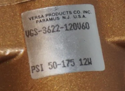 USED VERSA VGS-3622-120V60 3-WAY VALVE VGS3622120V60