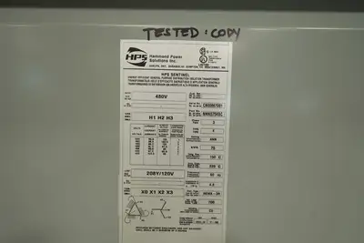 75 KVA 480V to 208Y/120V Isolation Multi-tap Transformer