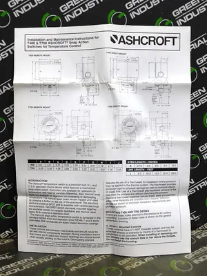 Ashcroft T462T10030 XBX Temperature Switch 15A 125/250VAC 75-250F Proof 400F New