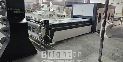USED 2021 TAIAN ZHANHONG WOODWORKING MACHINERY CO. LTD. TM 3000H USED MEMBRANE PRESS WITH MULTI-ROLL PVC FOIL DISPENSER