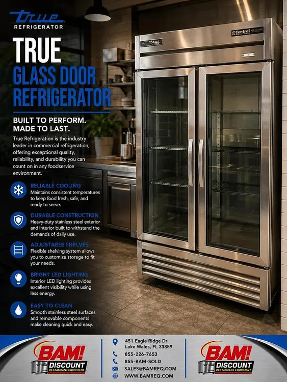 Used TRUE T- 35G - HC  FGDO1 Display Refrigerators Florida US | BAM Discount Restaurant Equipment #1393601