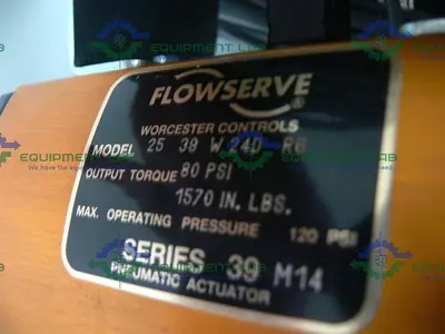 USED FLOWSERVE SERIES 39 120PSI PNEUMATIC ACTUATOR + POSITION MONITOR & 4" BALL VALVE