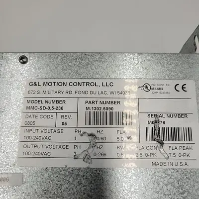 Used G&L MOTION CONTROL G&L MOTION CONTROL MMC-SD-.5-230 SMART DRIVE Motion Controls | ND Industrial Surplus #1218517