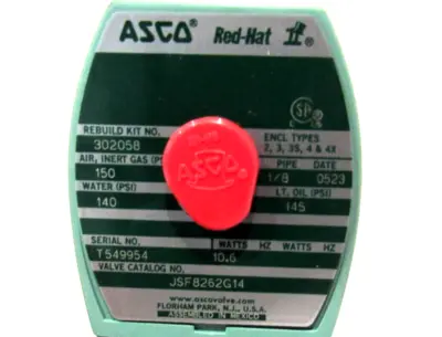 NEW ASCO JSF8262G14 VALVE 12/DC