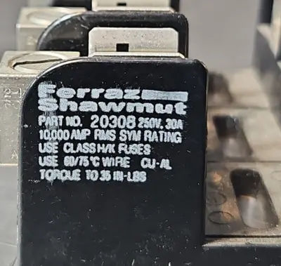 FERRAZ SHAWMUT 20308 FUSEHOLDER. Loc4B21