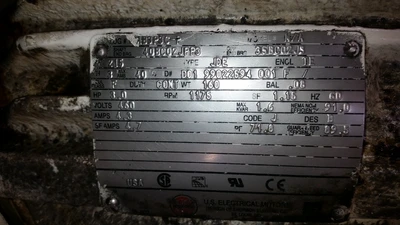 US Motors 3HP; 1175RPM; 460V; Frame: 215 D01 99022594 001 F
