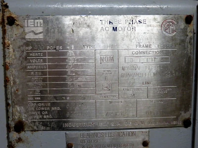 400 hp IEM AC Motor , 60Hz, 460v, 712 rpm