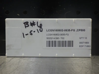 SECO Carbide Inserts QTY10 LCGN160602-0635-FG CP500 (LOC1434A)